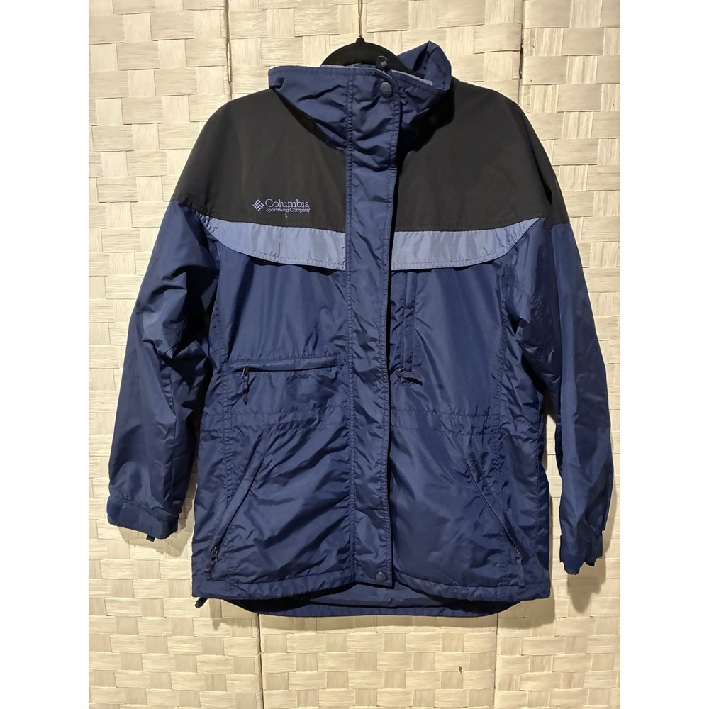 Columbia Women's Medium Core Interchange Blue Black Rain Ski Jacket Shell